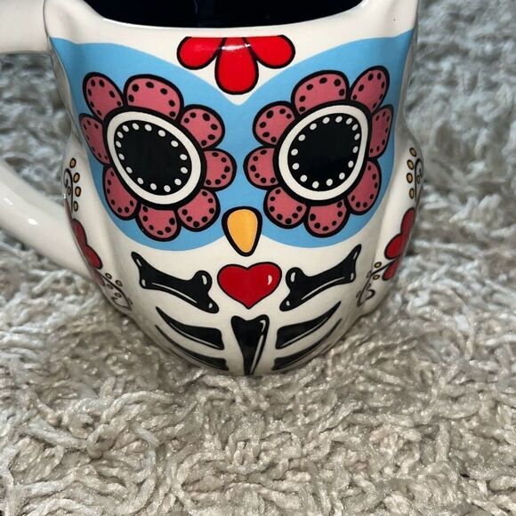 CrackerBarrel Exclusive Stoneware Colorful Day Of The Dead Owl Mug - Picture 6 of 12